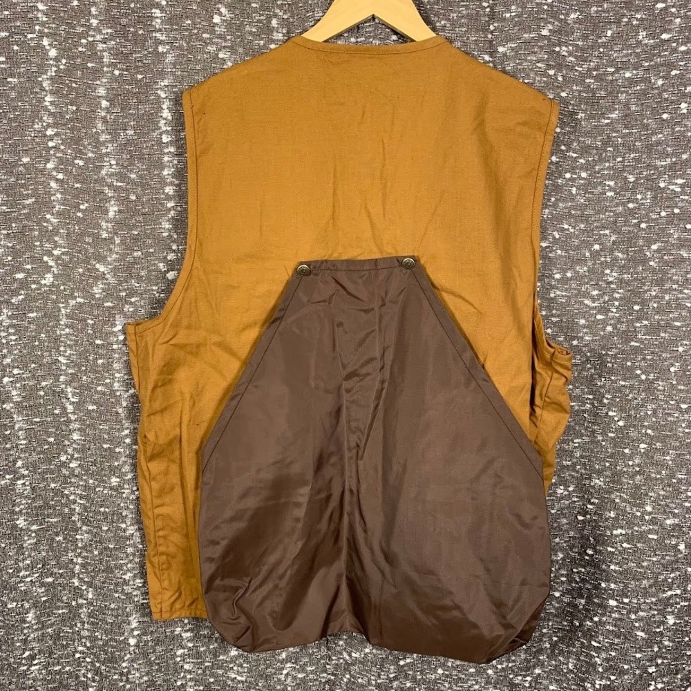 Vtg Blue Bill Canvas Hunting Vest Brown Zip Front Utility Cargo Pockets Men's XL - Picture 5 of 8